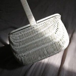 Vintage White Wicker Basket